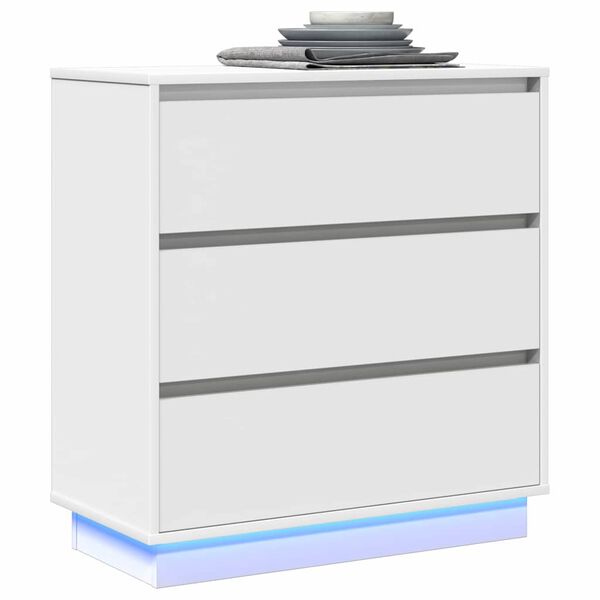 vidaXL Nattduksbord med låda Vit 71 x 34,5 x 75 cm Konstruerat trä