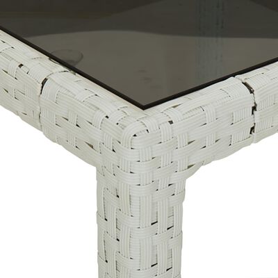 vidaXL Trädgårdsbord vit 250x100x75 cm konstrotting och härdat glas