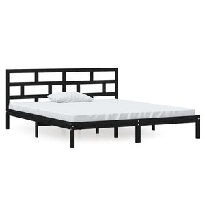 vidaXL S&auml;ngram massiv furu 135x190 cm svart