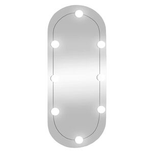 vidaXL Väggspegel med LED-belysning 35x80 cm glas oval