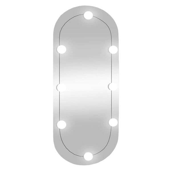 vidaXL V&auml;ggspegel med LED-belysning 35x80 cm glas oval