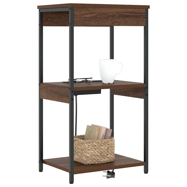 vidaXL Nattduksbord med hylla Brun Ek 41 x 31 x 76 cm Konstruerat tr&auml;