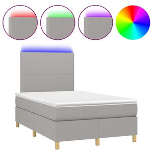 vidaXL Rams&auml;ng med madrass & LED ljusgr&aring; 120x200 cm tyg