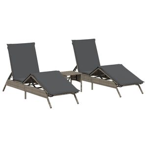 vidaXL Sols&auml;ngar 2 st med bord gr&aring; konstrotting
