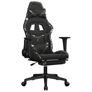 vidaXL Gamingstol med massage och fotst&ouml;d svart kamouflage konstl&auml;der
