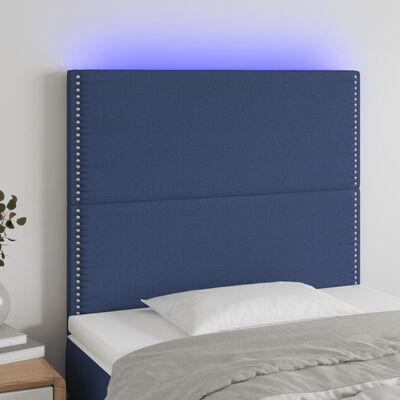 vidaXL Sänggavel LED blå 90x5x118/128 cm tyg
