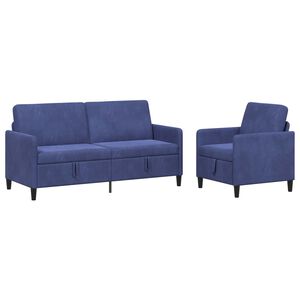 vidaXL Soffgrupp med f&ouml;rvaring 2 st Polisbl&aring; Polyester