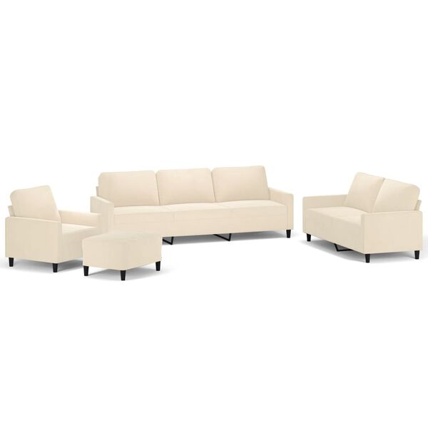 vidaXL Soffgrupp med dynor 4 delar gr&auml;ddvit sammet