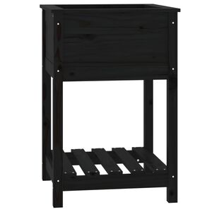vidaXL Odlingsl&aring;da med hylla svart 54x54x81 cm massiv furu