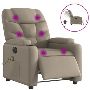 vidaXL Elektrisk massagef&aring;t&ouml;lj cappuccino konstl&auml;der
