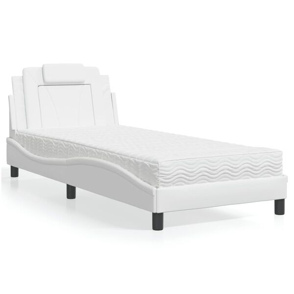 vidaXL Bed "Viana" with Mattress White 90x190 cm Faux Leather