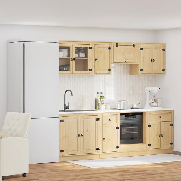 vidaXL Sk&aring;p med l&aring;da med hylla SKI 8 pcs HonungsBrun Massiv furu