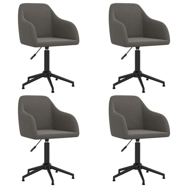 vidaXL Snurrbara matstolar 4 st m&ouml;rkgr&aring; sammet