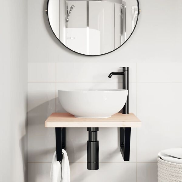 vidaXL Hyllfästen för tvättställ 2 st svart trapetsformad stål