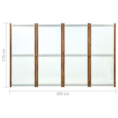 vidaXL Rumsavdelare 4 paneler gräddvit 280x170 cm