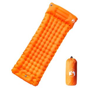 vidaXL Sj&auml;lvuppbl&aring;sande campingmadrass med kudde 1 person orange