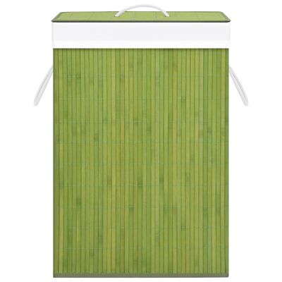 vidaXL Tvättkorg bambu med 2 sektioner grön 72 L