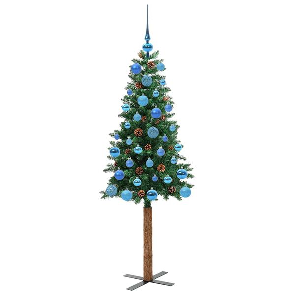 vidaXL Smal julgran med 150 LED-lampor Gr&ouml;n 150 cm PVC och solid furu