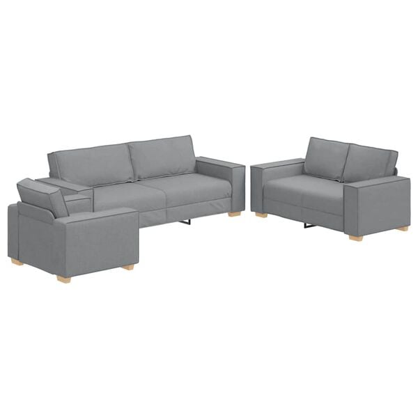 vidaXL Soffa 3 pcs Ljusgr&aring; 220 x 80 x 84 cm Linnenblandad tyg