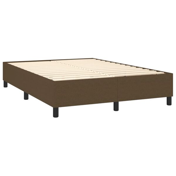 vidaXL Boxspring-s&auml;ngram m&ouml;rkbrun 140x190 cm tyg