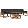 vidaXL Utomhussoffset med kudde 5 pcs Naturlig och svart
