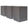 vidaXL Tr&auml;dg&aring;rdskompost 3 st brun 60x60x83 cm 900 L plastrotting
