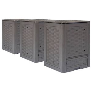 vidaXL Tr&auml;dg&aring;rdskompost 3 st brun 60x60x83 cm 900 L plastrotting