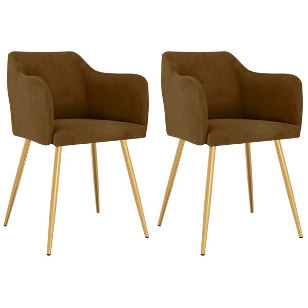 vidaXL Matstolar 2 st brun sammet