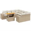 vidaXL Soffgrupp f&ouml;r tr&auml;dg&aring;rden med dynor 9 delar beige konstrotting
