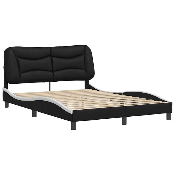 vidaXL Bed Frame without Mattress "Hvar" Black and White 140x200 cm Faux Leather