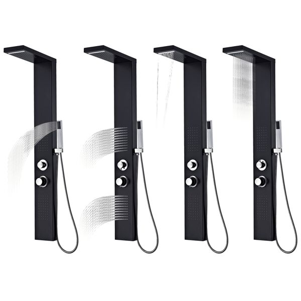 vidaXL Duschpanelsystem aluminium matt svart