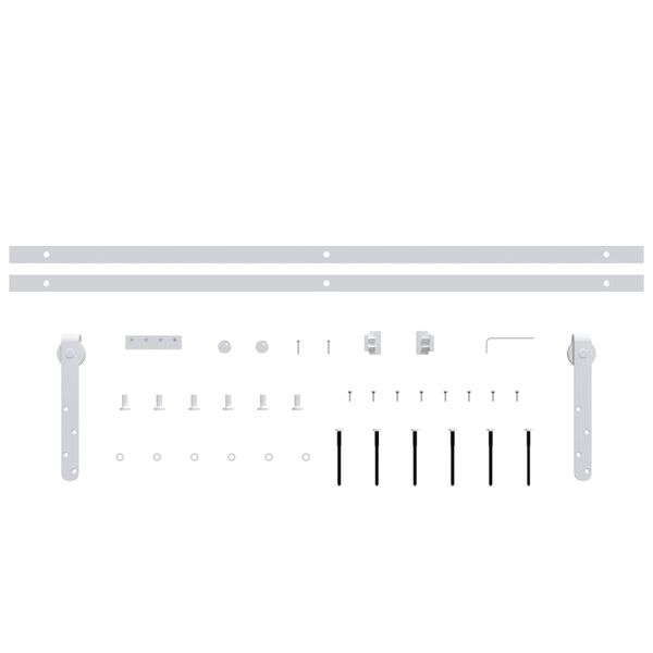 vidaXL Mini skjutdörrsbeslag för skåp kolstål vit 200 cm