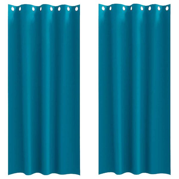 vidaXL M&ouml;rkl&auml;ggningsgardiner med Ringar 2 pcs Turkos 245 x 140 cm