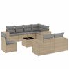 vidaXL Soffgrupp f&ouml;r tr&auml;dg&aring;rden med dynor 9 delar beige konstrotting
