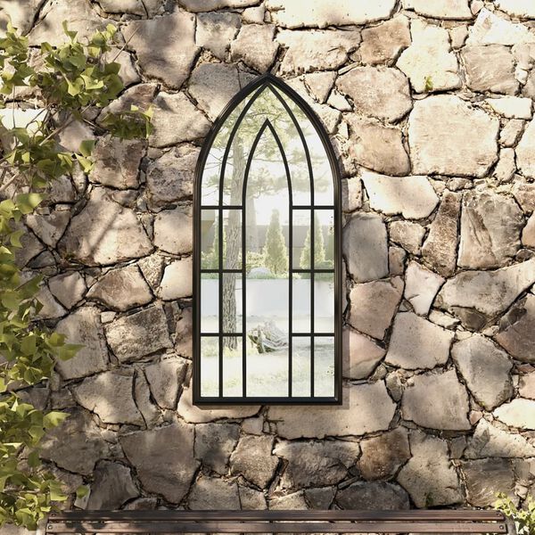 vidaXL Tr&auml;dg&aring;rdsspegel svart 100x45 cm j&auml;rn f&ouml;r utomhusbruk