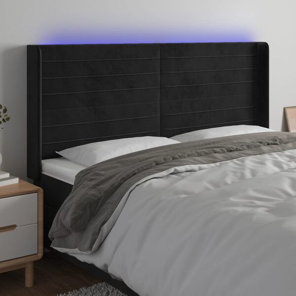 vidaXL S&auml;nggavel LED svart 163x16x118/128 cm sammet