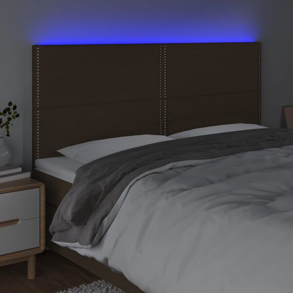 vidaXL S&auml;nggavel LED m&ouml;rkbrun 180x5x118/128 cm tyg