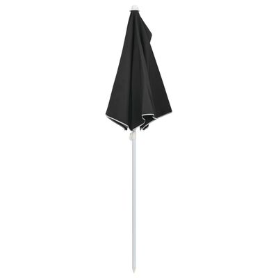 vidaXL Halvrunt parasoll med stång 180x90 cm svart