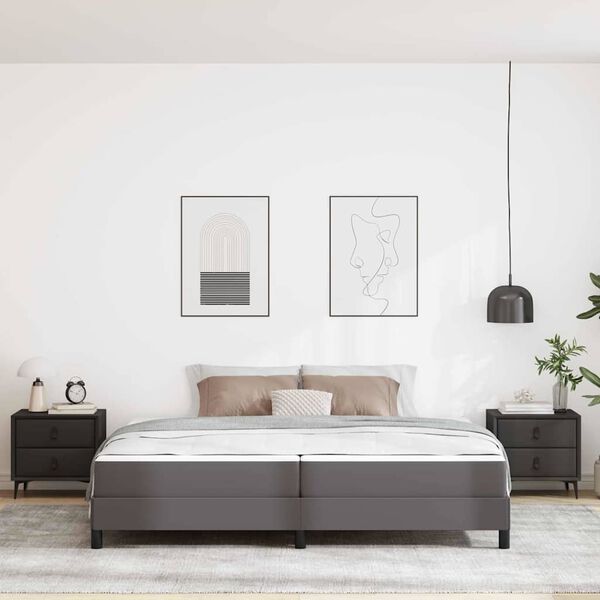 vidaXL S&auml;ngram med madrass Gr&aring; 200 x 200 cm tyg