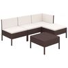 vidaXL Loungegrupp med dynor 5 delar konstrotting brun