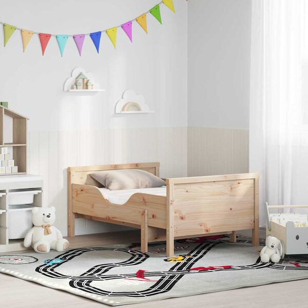 vidaXL S&auml;ngram med madrass med huvudgavel Brun 80 x 200 cm Massiv furu