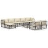vidaXL Loungegrupp 10 delar med dynor antracit konstrotting