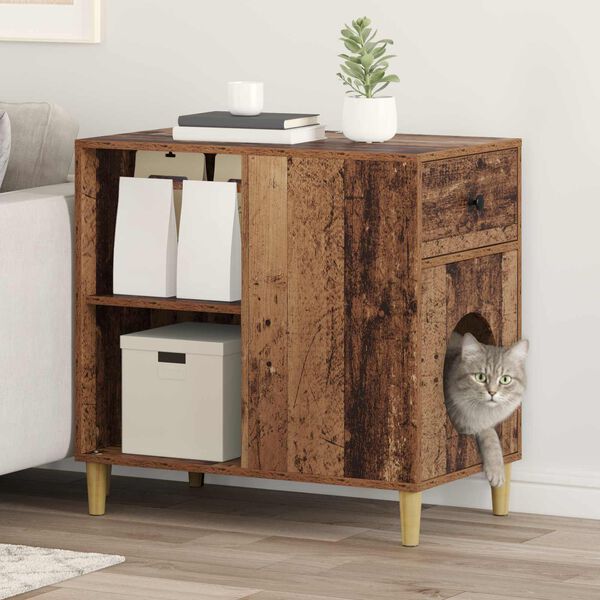 vidaXL Katt hus Gammalt tr&auml; 72 x 42,5 x 70 cm Konstruerat tr&auml;