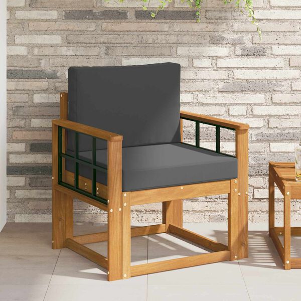 vidaXL Utomhussoffa Massivt akaciatr&auml; och polyester Naturf&auml;rg