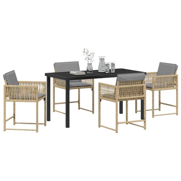 vidaXL Trädgårdsmöbelset 5 pcs Beige konstrotting
