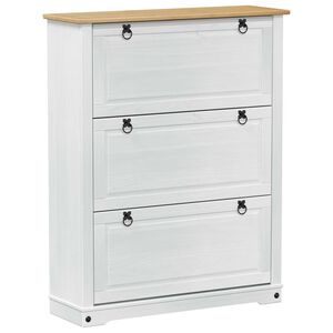vidaXL Skosk&aring;p med l&aring;da Corona Vit 99 x 32 x 122 cm Massiv furu