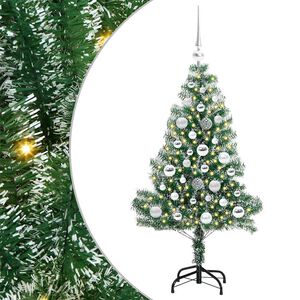 vidaXL Konstgjord Julgran Sn&ouml;flockad med LED Ljus Gr&ouml;n och Vit 120 cm
