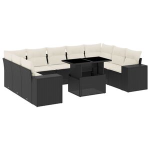 vidaXL Loungegrupp 10 delar med svarta dynor konstrotting