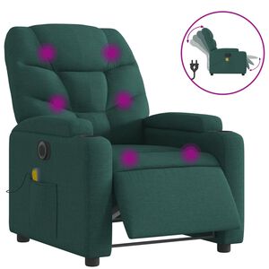 vidaXL Elektrisk massagef&aring;t&ouml;lj m&ouml;rkgr&ouml;n tyg