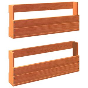 vidaXL V&auml;ggmonterade skost&auml;ll 2 st vaxbrun 59x8,5x23,5 cm massivt furu